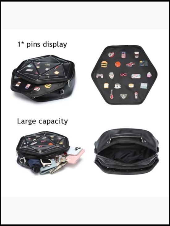 Star Ita Bag Crossbody Shoulder Backpack Multi-Purpose Pins Display Clear Window main image 5